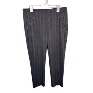 Chico's Fabulously Slimming Ankle Pants Size 2/L Charcoal Gray Pinstripe Pull On